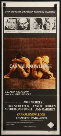 3a0489 CARNAL KNOWLEDGE Aust daybill 1972 Jack Nicholson, Candice Bergen, Art Garfunkel, Ann-Margret