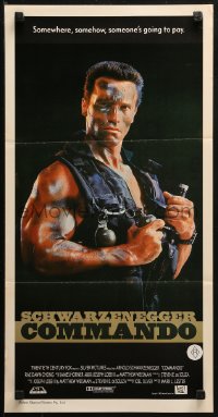 3a0499 COMMANDO Aust daybill 1985 Arnold Schwarzenegger is going to make someone pay!