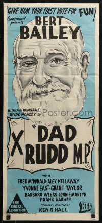 3a0503 DAD RUDD M.P. Aust daybill R1950s art of Bert Bailey in the title role, Connie Martyn!