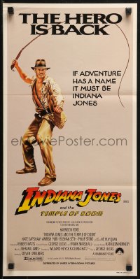 3a0567 INDIANA JONES & THE TEMPLE OF DOOM Aust daybill 1984 art of Harrison Ford, the hero is back!