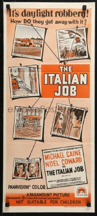 3a0572 ITALIAN JOB Aust daybill R1970s art showing how they get away with daylight robbery!