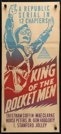 3a0578 KING OF THE ROCKET MEN Aust daybill R1950s different wacky art of the title character!