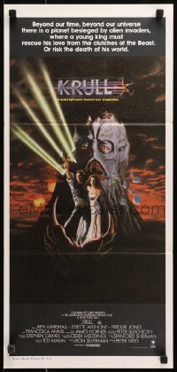 3a0579 KRULL Aust daybill 1983 fantasy art of Ken Marshall & Lysette Anthony in monster's hand!