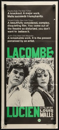3a0580 LACOMBE LUCIEN Aust daybill 1974 directed by Louis Malle, French WWII Resistance, cool art!