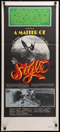 3a0596 MATTER OF STYLE Aust daybill 1970s images of incredible Australian surfers, cool color design