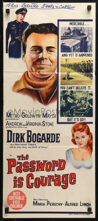 3a0620 PASSWORD IS COURAGE Aust daybill 1963 Dirk Bogarde in an English version of The Great Escape!