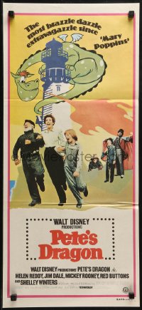 3a0621 PETE'S DRAGON Aust daybill 1977 Walt Disney animation/live action, colorful art of Elliott!