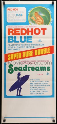 3a0642 REDHOT BLUE/SEADREAMS Aust daybill 1970s surfing superstars power-waving around the world!