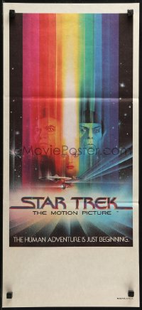 3a0678 STAR TREK Aust daybill 1979 art of William Shatner & Leonard Nimoy by Bob Peak, no credits!