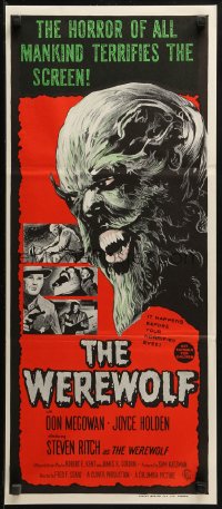 3a0716 WEREWOLF Aust daybill 1970s two great wolf-man horror images, it happens before your horrified eyes!