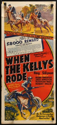 3a0717 WHEN THE KELLYS RODE Aust daybill R1948 an action-packed romance of early Australia!