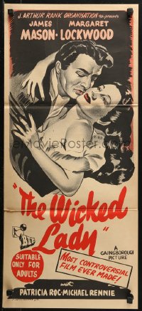 3a0719 WICKED LADY Aust daybill R1950s different artwork of James Mason & Margaret Lockwood!