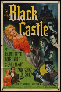 3a0791 BLACK CASTLE 1sh 1952 Boris Karloff, Lon Chaney Jr., horror crawls in the catacombs!
