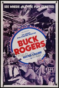 3a0804 BUCK ROGERS 1sh R1966 Buster Crabbe sci-fi serial, see where all the fun started!