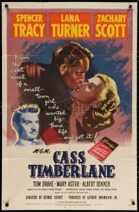 3a0812 CASS TIMBERLANE 1sh 1948 Spencer Tracy proposes to much younger beautiful Lana Turner!