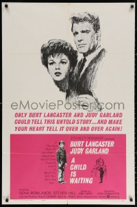 3a0816 CHILD IS WAITING 1sh 1963 Howard Terpning art of Burt Lancaster & Judy Garland, Cassavetes!