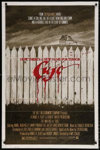 3a0832 CUJO 1sh 1983 Stephen King, horrifying artwork of bloody fence & house by Robert Tanenbaum!