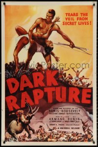 3a0834 DARK RAPTURE 1sh 1938 filmed & recorded on the Denis-Roosevelt Belgian Congo expedition!