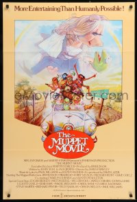 3a1018 MUPPET MOVIE English 1sh 1979 Jim Henson, Drew Struzan art of Kermit the Frog & Miss Piggy!