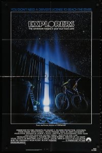 3a0875 EXPLORERS 1sh 1985 directed by Joe Dante, the adventure begins in your own back yard!