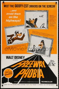 3a0894 FREEWAY PHOBIA 1sh 1965 Walt Disney cartoon, meet the Goofy-est drivers on the screen!