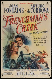 3a0896 FRENCHMAN'S CREEK 1sh 1944 c/u of pretty Joan Fontaine, swashbuckler Arturo de Cordova!