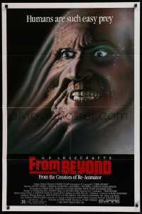 3a0899 FROM BEYOND 1sh 1986 H.P. Lovecraft, wild sci-fi horror image, humans are such easy prey!