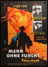 3a0185 JUBAL German R1961 cowboys Glenn Ford, Ernest Borgnine & Rod Steiger, cool artwork!