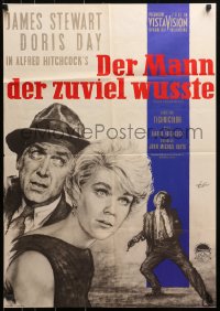 3a0202 MAN WHO KNEW TOO MUCH German R1961 James Stewart & Doris Day, Hitchcock, Rolf Goetze art!