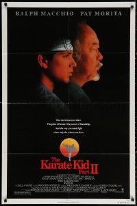 3a0959 KARATE KID PART II 1sh 1986 great profile of Pat Morita as Mr. Miyagi, Ralph Macchio!