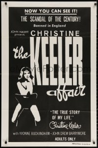 3a0960 KEELER AFFAIR 1sh 1963 sexy Yvonne Buckingham as Christine Keeler in her true story, rare!