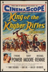 3a0963 KING OF THE KHYBER RIFLES 1sh 1954 artwork of British soldier Tyrone Power on horseback!