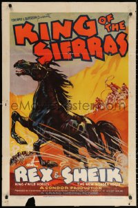 3a0964 KING OF THE SIERRAS 1sh 1938 art of Rex King of Wild Horses & Sheik The New Wonder Horse!