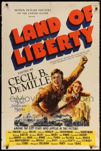 3a0970 LAND OF LIBERTY 1sh 1940 Cecil B. DeMille's patriotic epic of U.S. history w/139 famed stars!