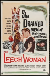 3a0973 LEECH WOMAN 1sh 1960 deadly female vampire drained love & life from every man she trapped!