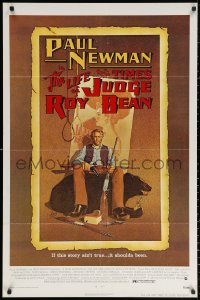 3a0975 LIFE & TIMES OF JUDGE ROY BEAN 1sh 1972 John Huston, art of Paul Newman by Richard Amsel!