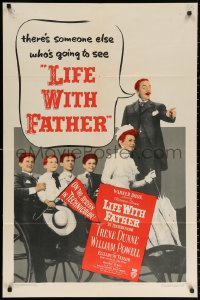 3a0976 LIFE WITH FATHER marked Des 2 1sh 1947 cool art of William Powell & Irene Dunne!