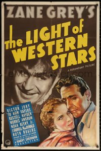 3a0977 LIGHT OF WESTERN STARS 1sh 1940 Victor Jory, Jo Ann Sayers, from the Zane Grey story!
