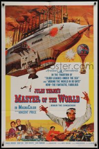 3a0995 MASTER OF THE WORLD 1sh 1961 Jules Verne, Vincent Price, cool art of enormous flying machine!