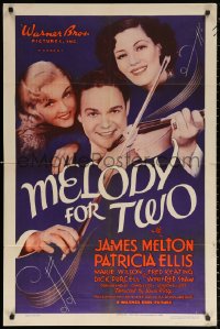 3a0998 MELODY FOR TWO 1sh 1937 pretty Patricia Ellis & Maries Wilson, James Melton playing violin!