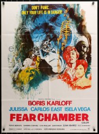 3a0045 FEAR CHAMBER export Mexican poster 1968 cool close-up artwork of Boris Karloff, horror!