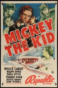 3a1004 MICKEY THE KID 1sh 1939 cool artwork of Bruce Cabot & Ralph Byrd!