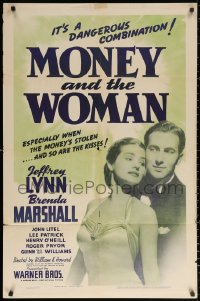 3a1011 MONEY & THE WOMAN 1sh 1940 great images of Jeffrey Lynn, sexy Brenda Marshall, John Litel!