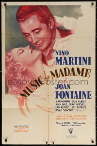 3a1020 MUSIC FOR MADAME 1sh 1937 art of pretty young Joan Fontaine & opera singer Nino Martini!
