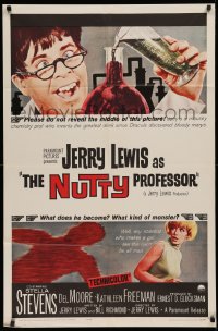 3a1036 NUTTY PROFESSOR 1sh 1963 wacky scientist Jerry Lewis, sexy Stella Stevens!