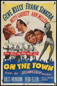 3a1043 ON THE TOWN 1sh 1949 Gene Kelly, Frank Sinatra, sexy Ann Miller's legs, Betty Garrett