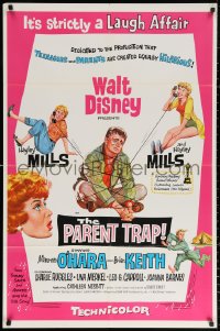3a1053 PARENT TRAP 1sh 1961 Walt Disney, Keith, Hayley Mills as separated identical twin teens!