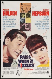 3a1054 PARIS WHEN IT SIZZLES 1sh 1964 close-up of pretty Audrey Hepburn & William Holden!