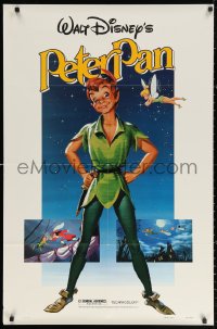 3a1058 PETER PAN 1sh R1982 Walt Disney animated cartoon fantasy classic, great full-length art!