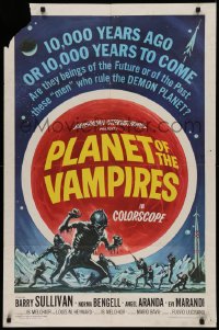 3a1065 PLANET OF THE VAMPIRES 1sh 1965 Mario Bava, beings of the future who rule demon planet!